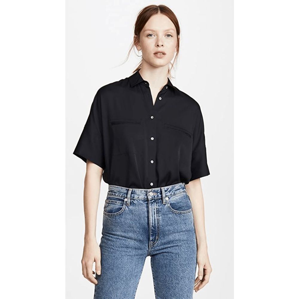 Vince / M / Silk Short Sleeve Blouse